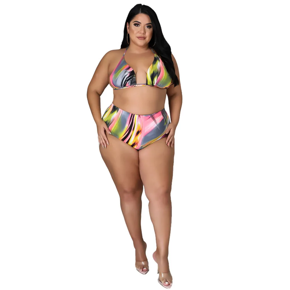 Wmstar bikini Plus Size zestawy 3xl 4xl 5xl 3 sztuka zestaw kobiety hurtownie Sexy plaża elastyczny pas druku pasujący zestaw Dropshipping