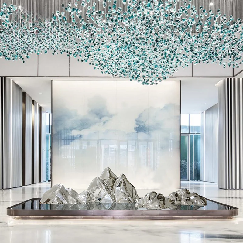 

Outdoor landscape rockery, large floor sculpture, hotel lobby decoration, stainless steel metal furnishings