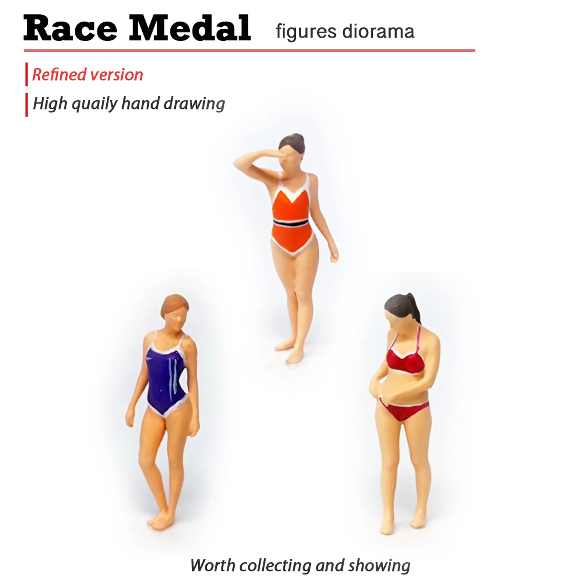 RaceMedal1:64 Swimsuit Preiser Bikini Beach Beauty doll Macro photography micro photography miniature figure static hand action