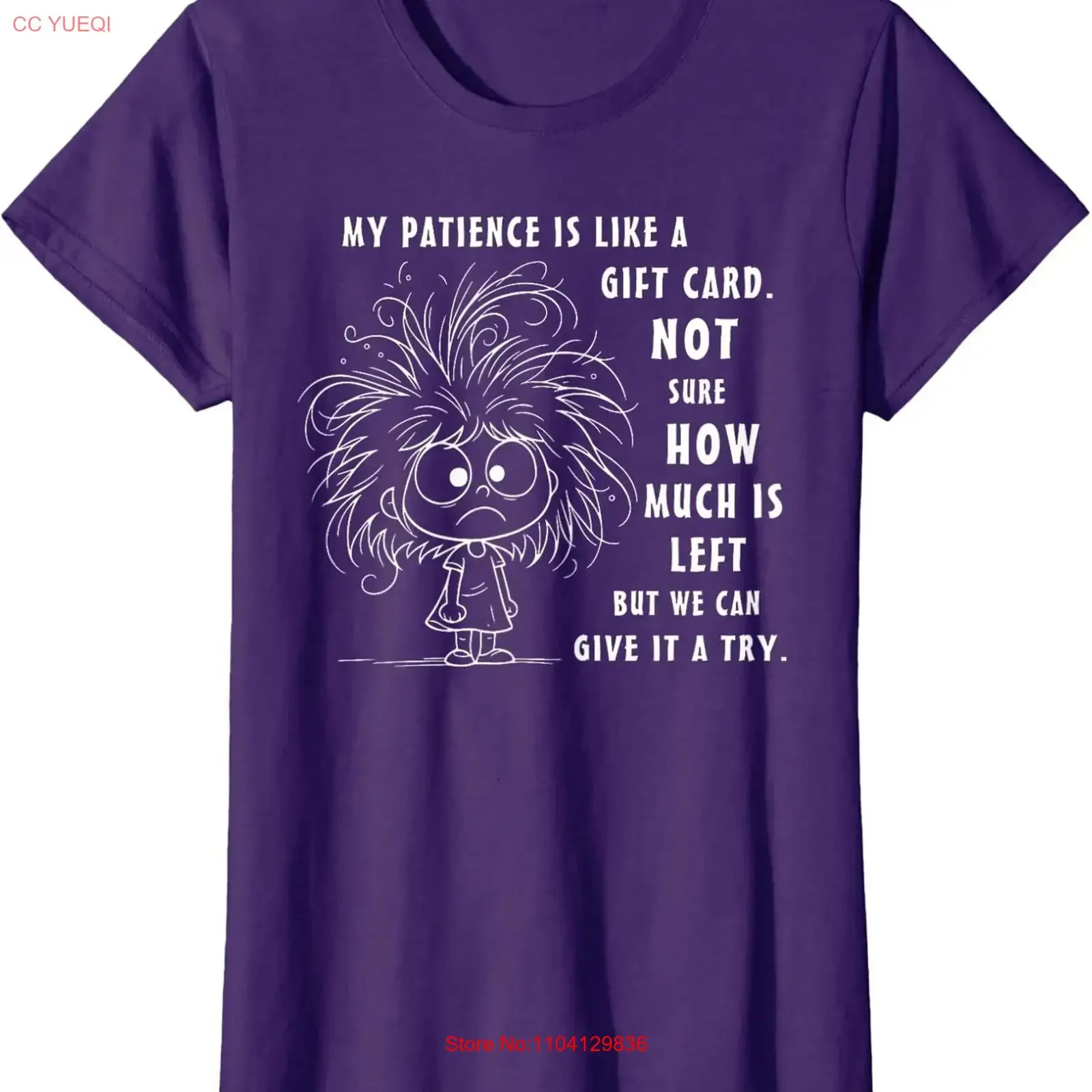 My Patience is Basically Like A Card Not Sure Ladies' Crewneck T Shirt vintage Washed fashion Versatile Stretched Casual homme