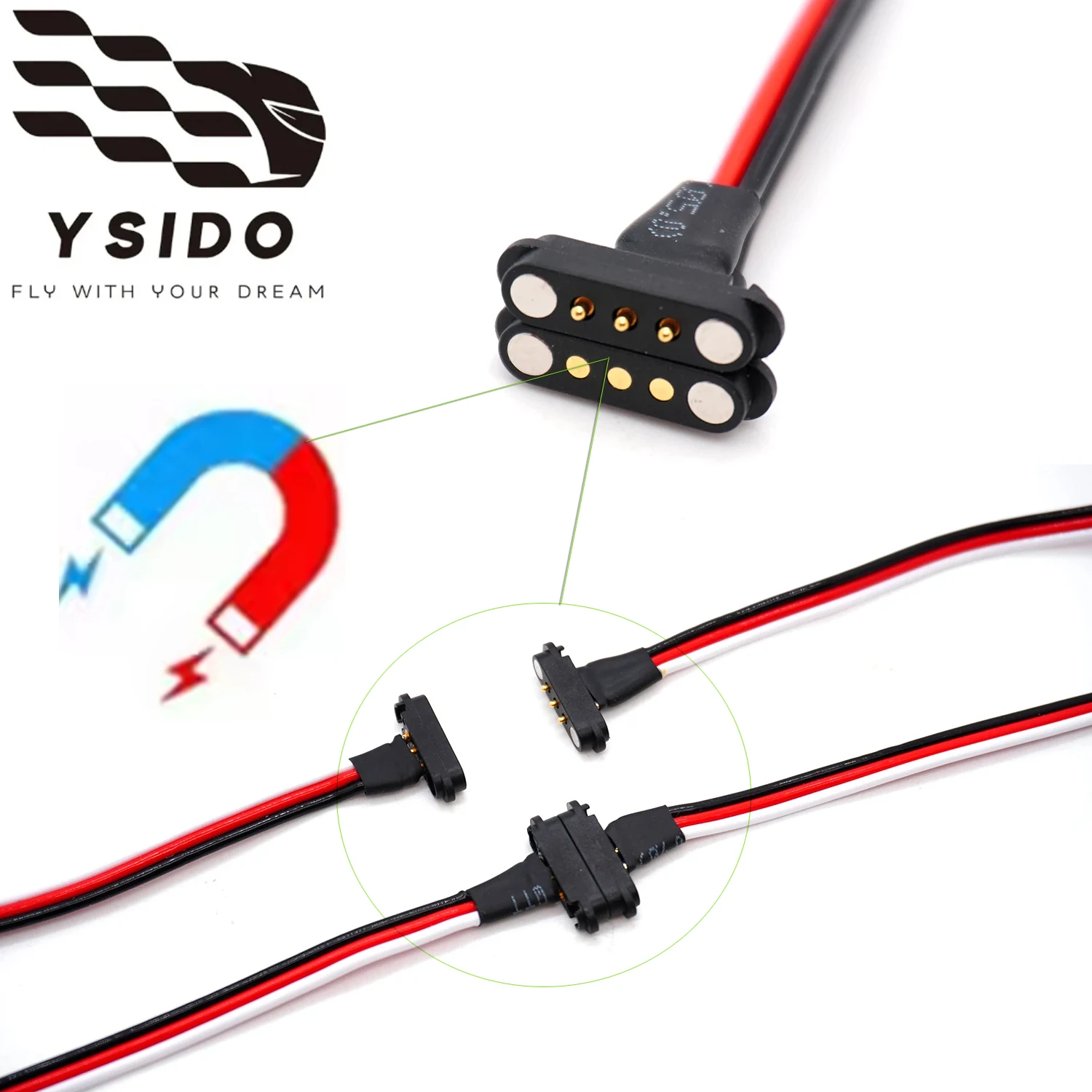 YSIDO Magnetic Model Cable 36CM 20CM Magnetic Suction Line Simulation Extension Cord Cable For RC Cars Boat Plane Drones Model