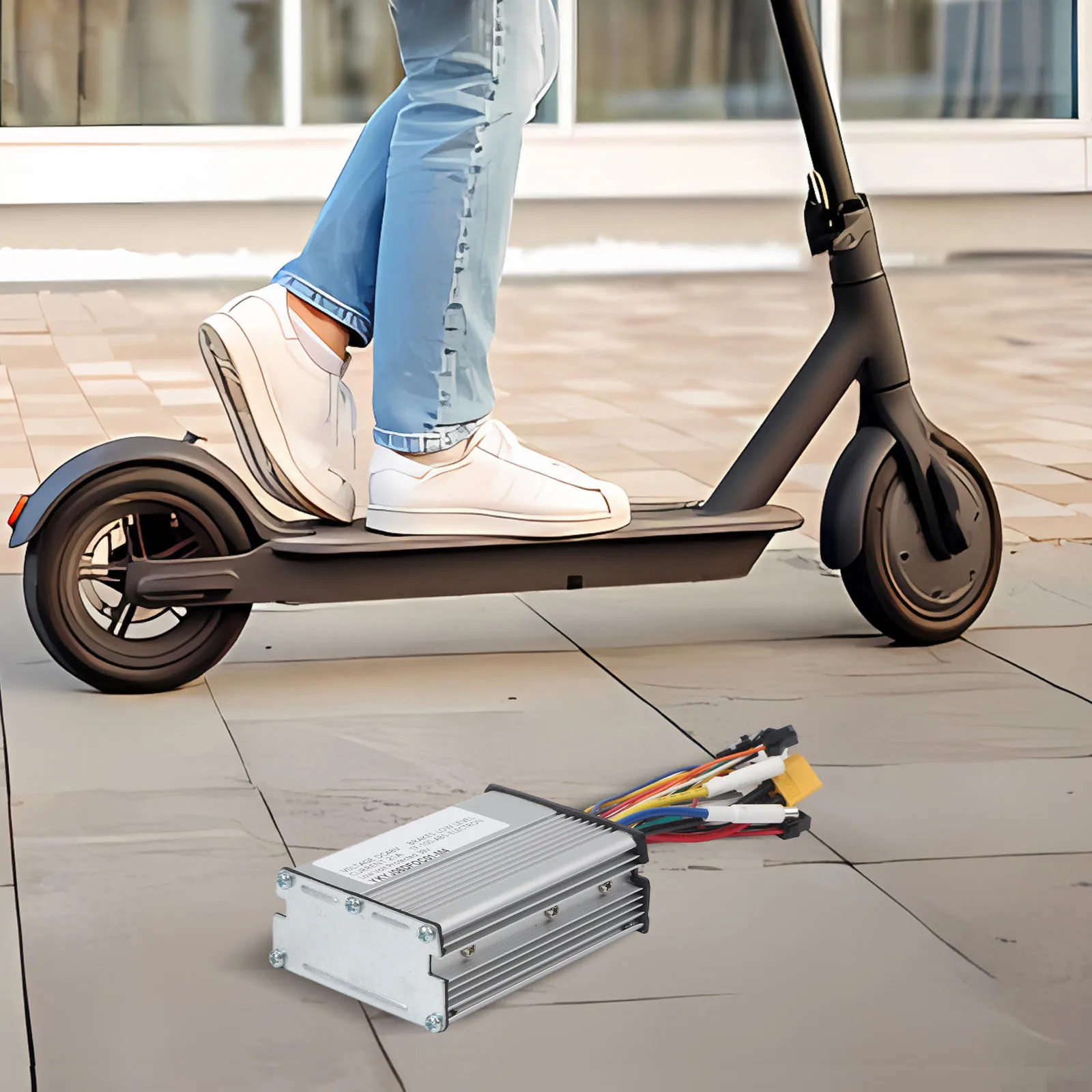 

White 48V Brushless Motor Controller 21A Motor Controller Wear-resistance Aluminum Alloy Material Electric Scooter Accessory