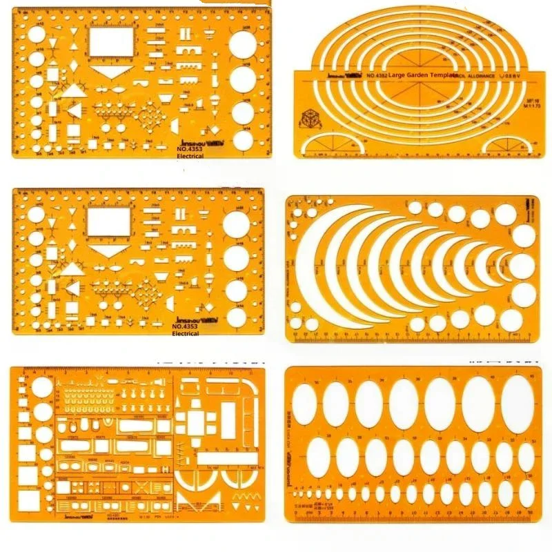 Template Measuring Ruler Circular Oval Ruler Durable K Resin Drawing Design Furniture Architect Template Drafting Ruler