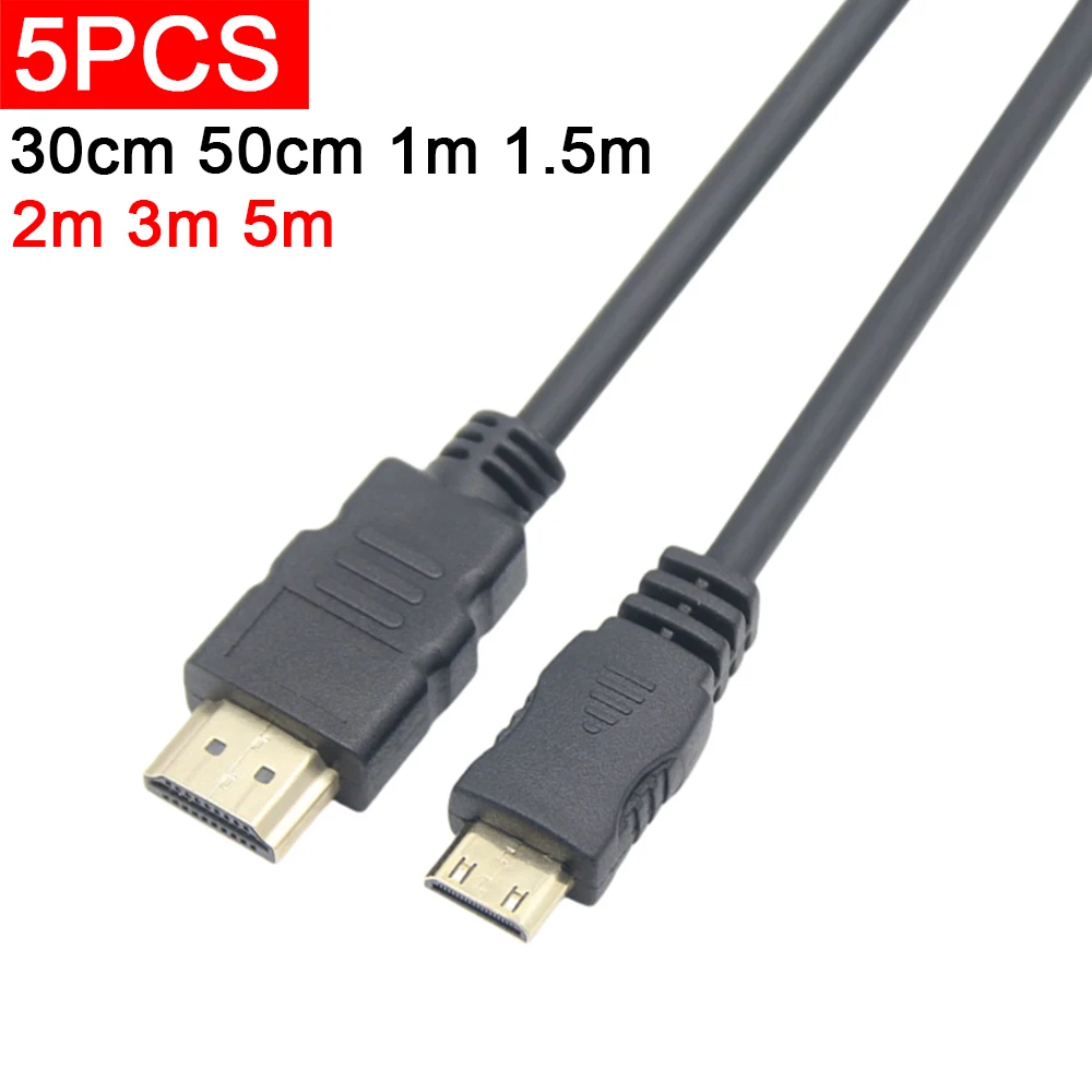 

5pcs Mini HDMI Compatible to HDMI Compatible HD Cable C Port Small to Large Tablet Camera Mini HDTV HD Adapter Cable