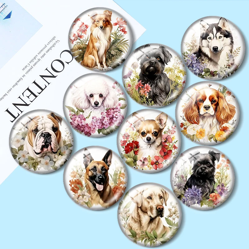 

Watercolor Dogs 12/18/20/25mm glass cabochon bracelet pendant rings for jewelry demo earrings back Making findings