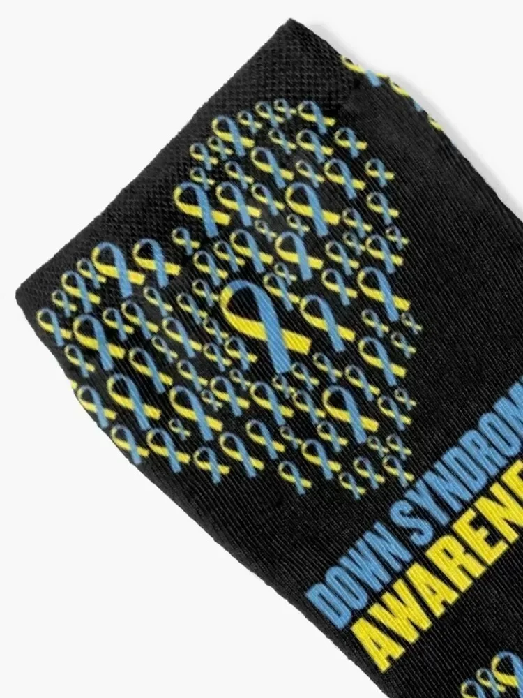 Down syndrome awareness design with ribbon heart Socks warm winter cotton Heating sock gift Male Socks Women's