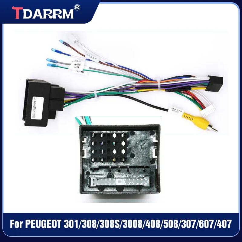 For PEUGEOT 301/308/308S/3008/408/508/307/607/407/207/206/C2 Car Wiring Harness Adapter Android Radio Power Cable