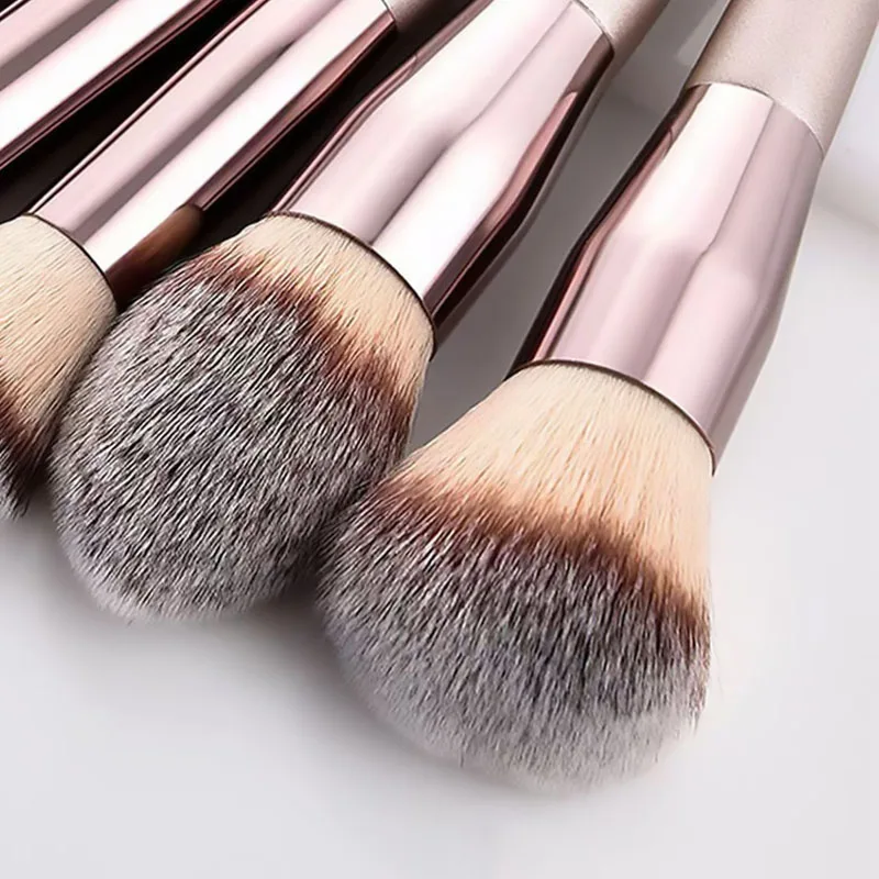 10 pièces pinceaux de maquillage nez contour ombre à paupières brosse Champagne or voyage pinceaux de maquillage pour tous HZS11
