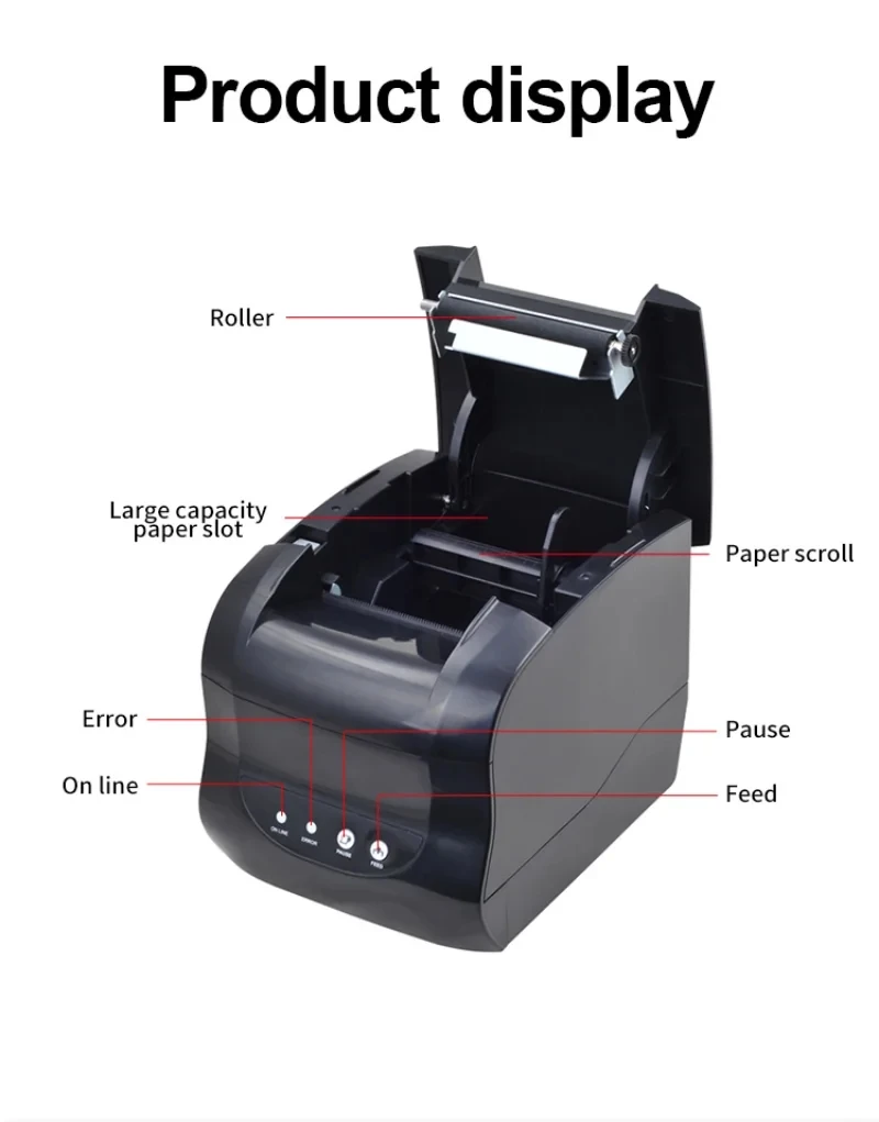 Xprinter XP-365B Bluetooth Thermal Receipt Printer Label Printer USB Sticker Printer Barcode Make Machine support Windows/Linux