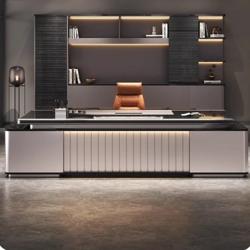 Nordic luxury high-end paint desktop desk simple modern president table office desk chair Office Desks L Shaped Modern Furniture
