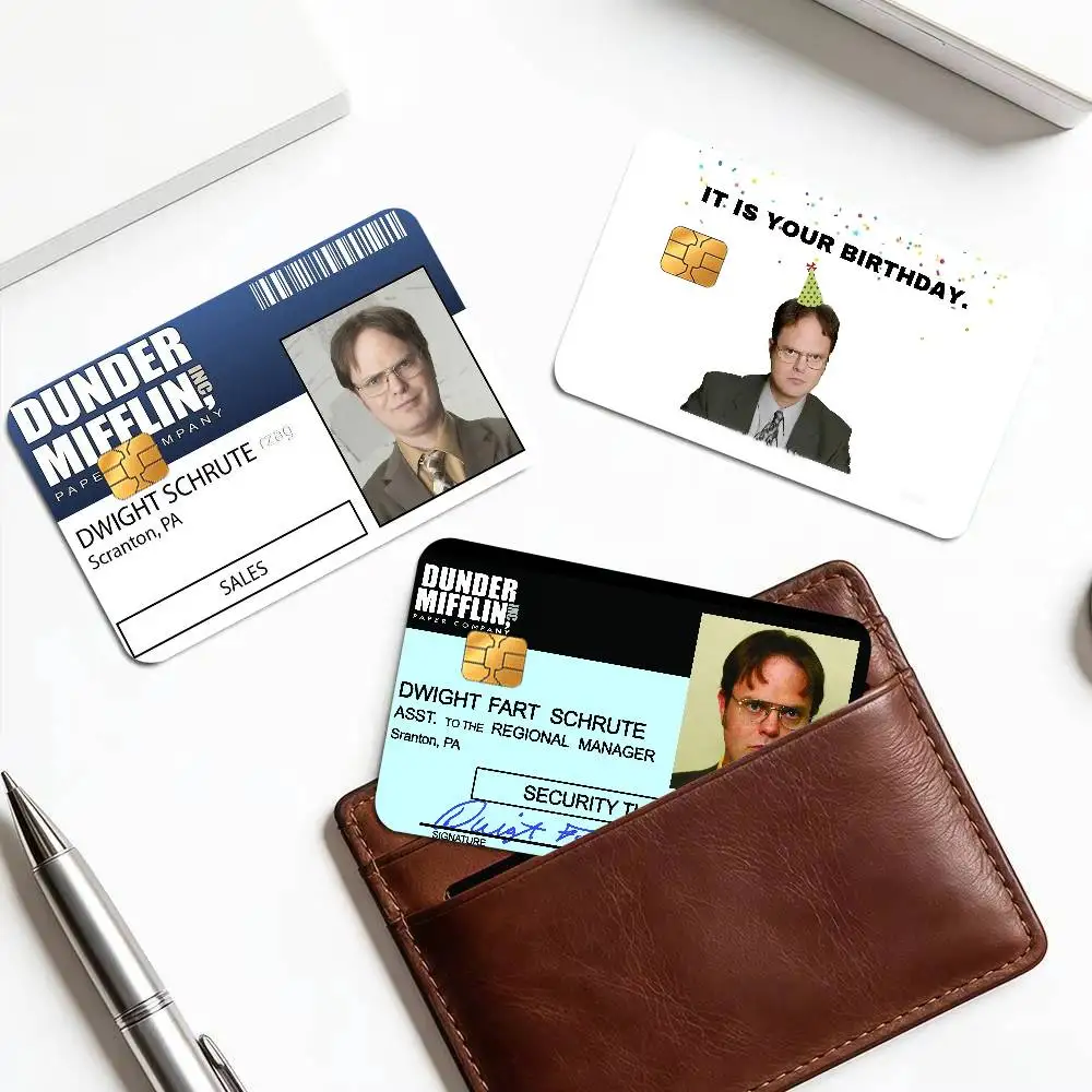 Funny D-Dwight Schrute ID Bank  Cartoon Credit Card Skin Stickers For Bank Card Bus Metro Card Sticker Waterproof Women Gift