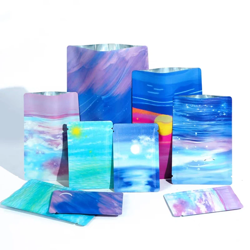 Matte Colors Printed Heat Sealable Mylar Alumnium Foil Bags Top Open Vacuum Pouch for Sampling Packaging Coffee Food Storage