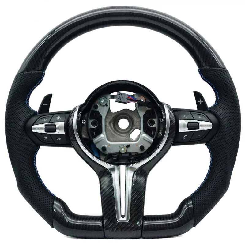 For BMW 5 Series, carbon fiber three-color line red-blue three-color steering wheel