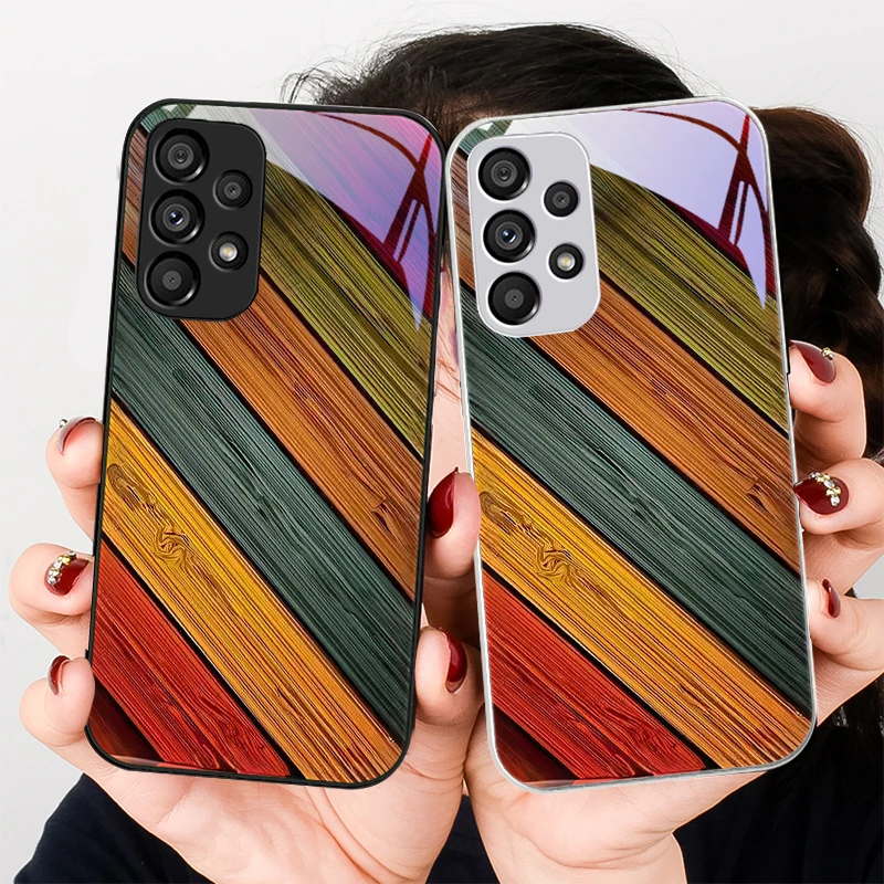 

Childhood Colored Wood For Samsung Galaxy S24 Plus S20 21 FE S23 Ultra S8 9 A70 72 73 50 51 52 53 Tempered Glass Phone Case