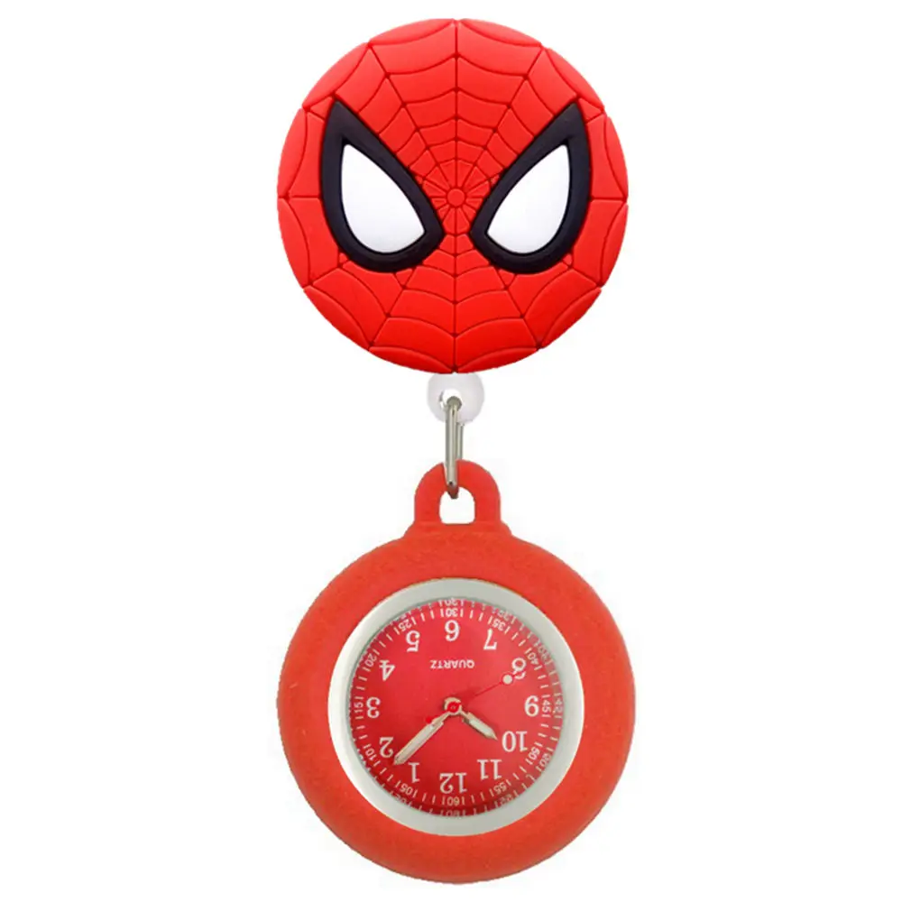 MINISO Superhero Kids Students Cartoon Nurse Doctor Hospital Medical Scalable Badge Reel Clip Hanging Pocket Watches Clocks Gift