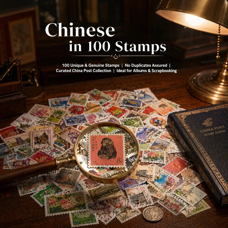 100Pcs China Stamps Collecting No Repeat Real Stamped PRC Post Stamps Collection Postage Stamps For Scrapbooking