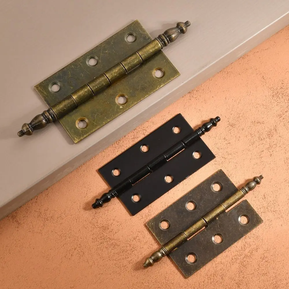 مفصلات حديدية جديدة قابلة للطي على الطراز الصيني، مفصلة كلاسيكية برأس تاج متين، سهلة التركيب، صناديق خشبية