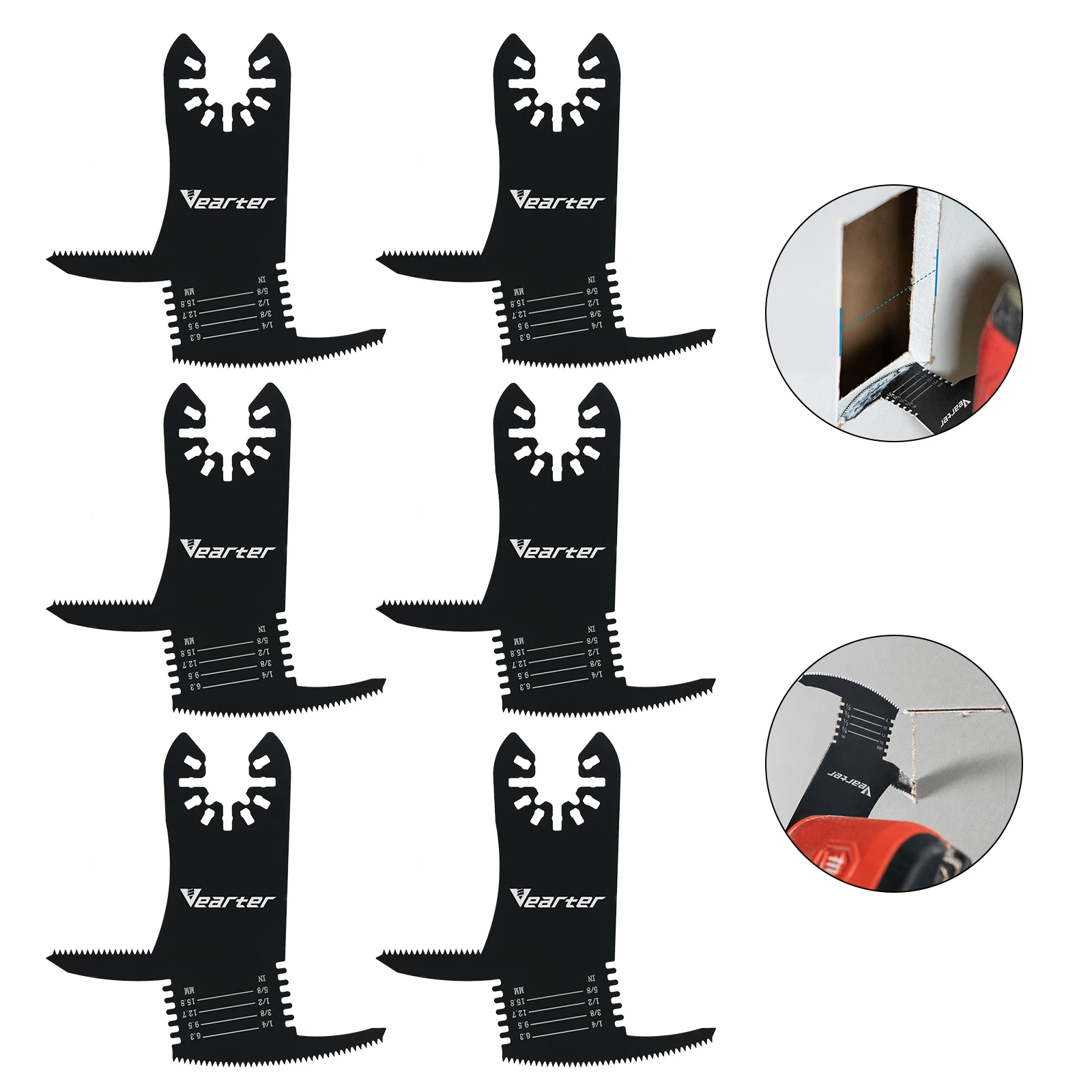 Vearter 6Pack HCS Oscillating Multi-tool Swing Saw Blade Specifical For Drywall PVC Plastic Plasterboard Wood Panel Cutting