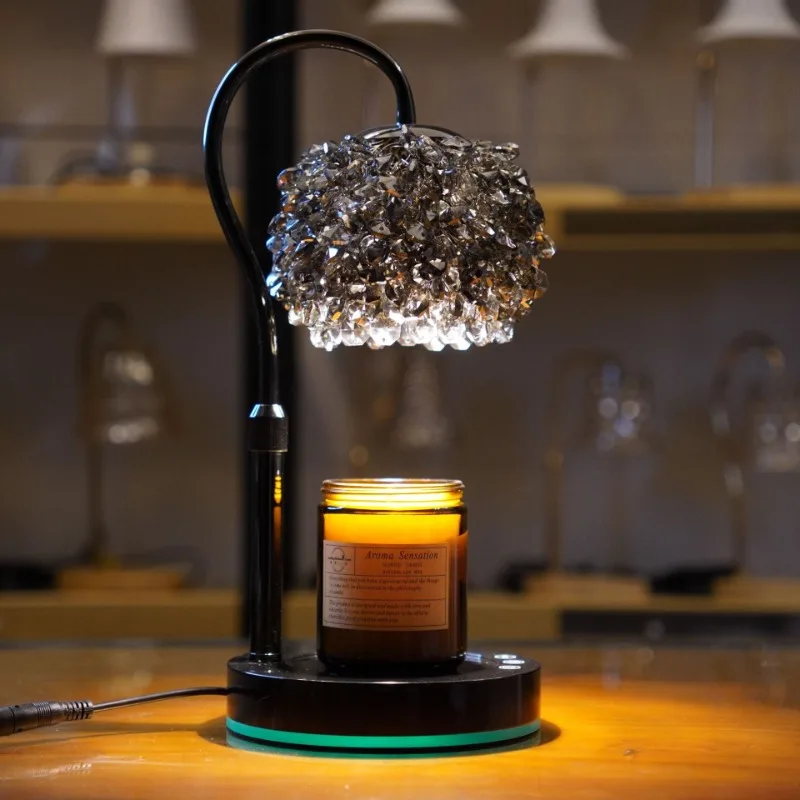 

Aromatherapy wax melting lamp black crystal aromatherapy lamp living room bedroom bedside no fire diffuser base wax melting lamp