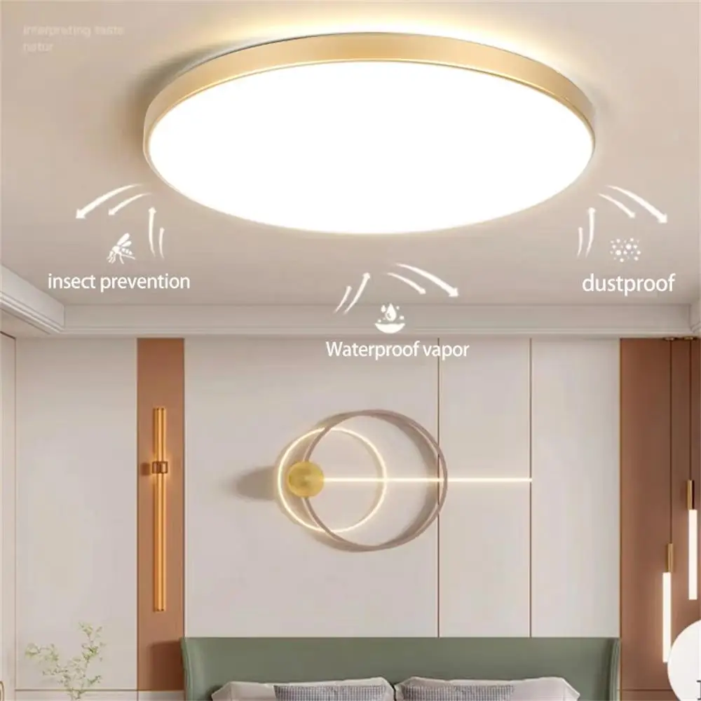 الذهبي مصباح السقف Led ضوء السقف 220 فولت 3 ألوان LED أضواء لوحة إضاءة رقيقة جدا للمطبخ غرفة نوم غرفة المعيشة