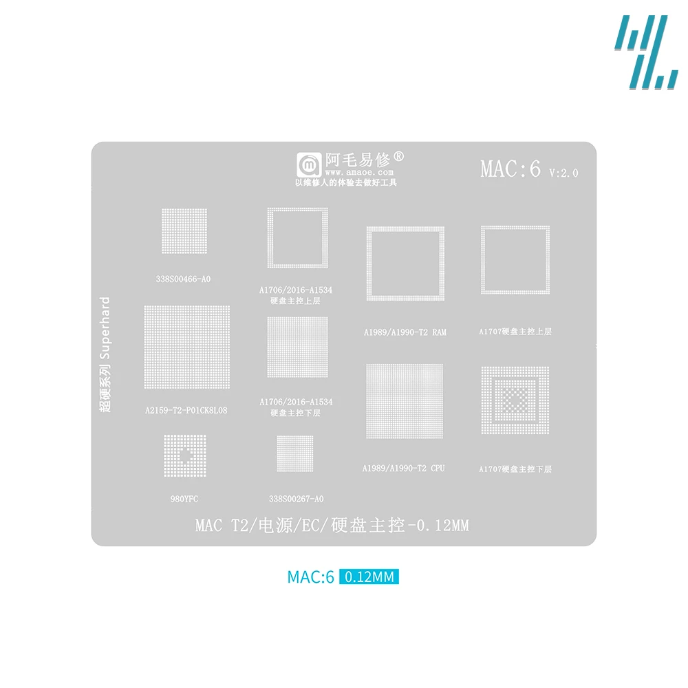 Reballing-Schablone Synthesize MAC1-MAC9 für MacBook Pro A1534 A1706 A1707 A2159 SR2ZY