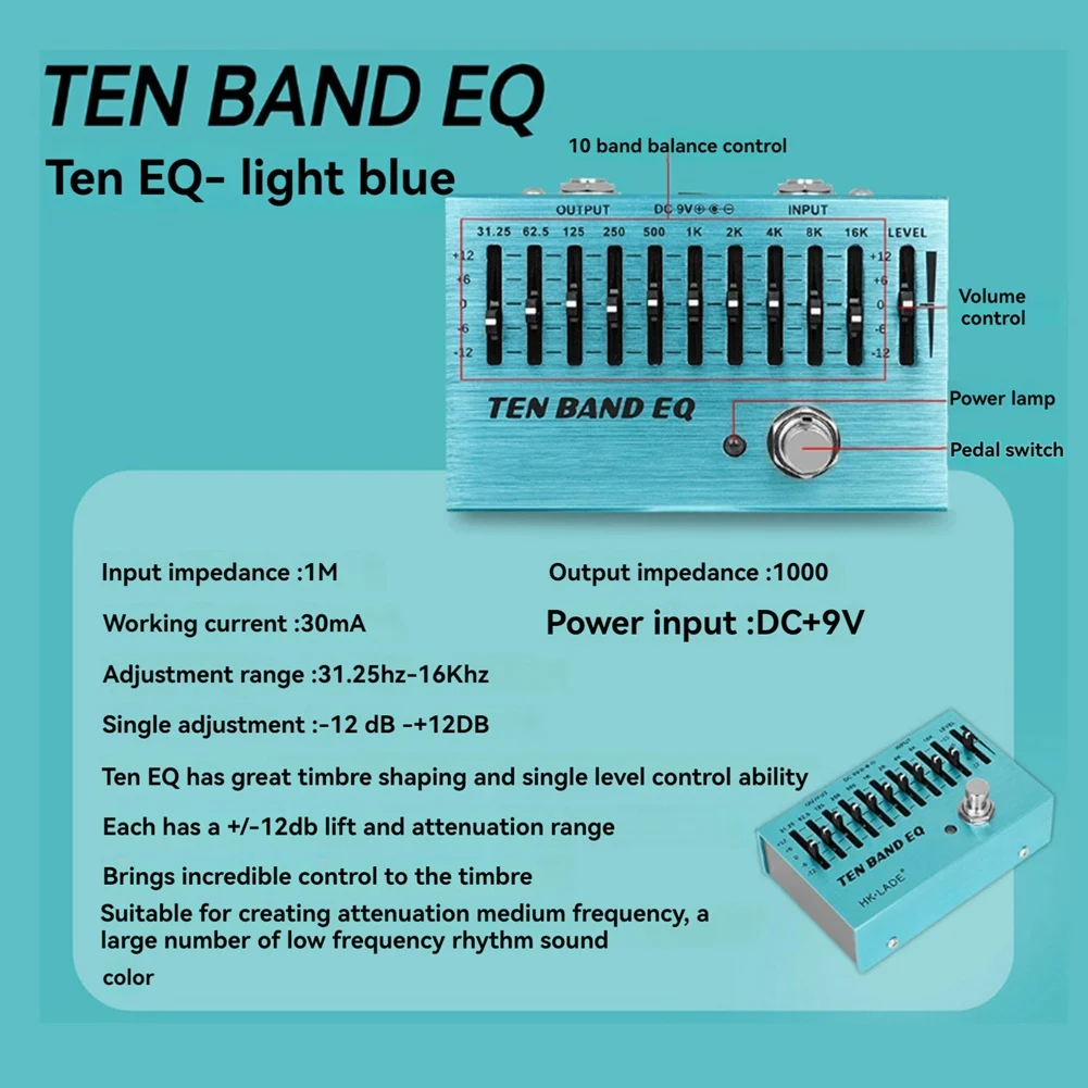 

ABVL-SLADE SA-01 Controller Equalizer 10 Band Electric Guitar Pedal Effect EQ Pedals True Bypass Guitar Bass Parts & Accessories