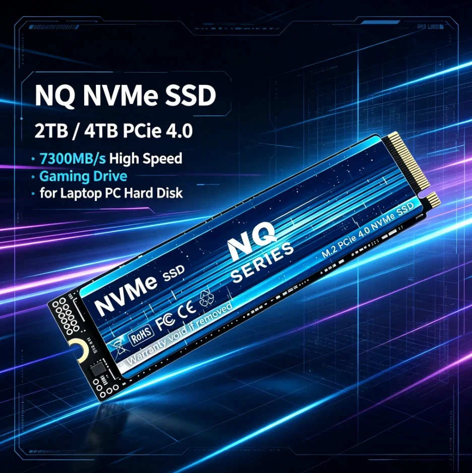 NQ 2TB 4TB SSD M.2 NVMe Internal Solid State Drive High Speed 7300MB/s PCIe 4.0 Gaming Drive Works for  Laptop PC Hard Disk