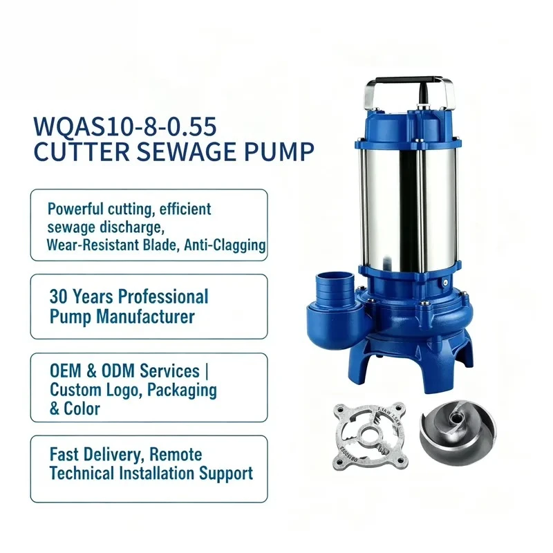 for WQAS10-8-0.55 Stainless Steel Submersible Sewage Cutting for Septic Tank and Domestic Drainage Threaded Connections