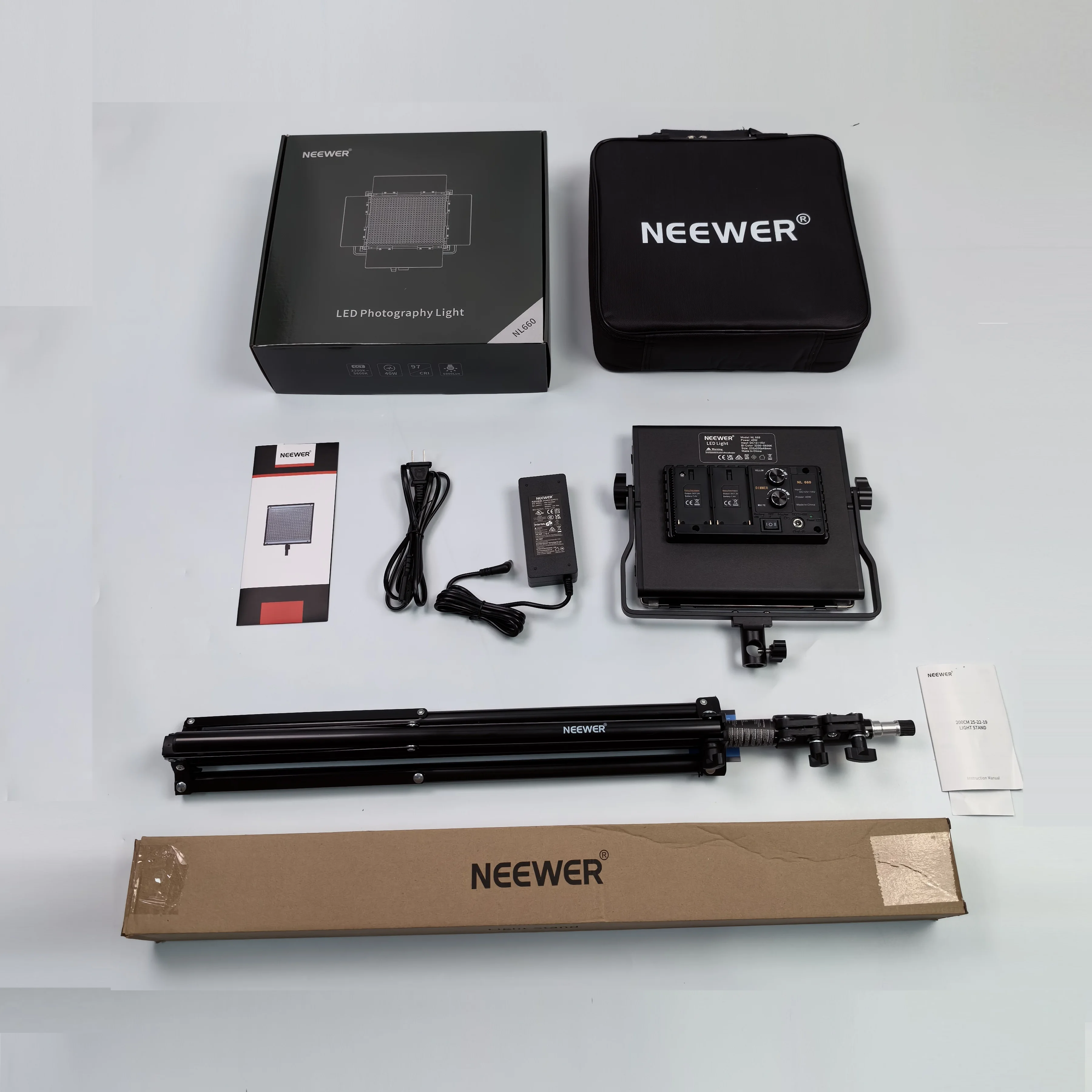 

Neewer LED Panel Light Model RGB660 Panel LED Video Light Bi-color Lighting Camera Photo Studio Fill lamp live broadcast 50w