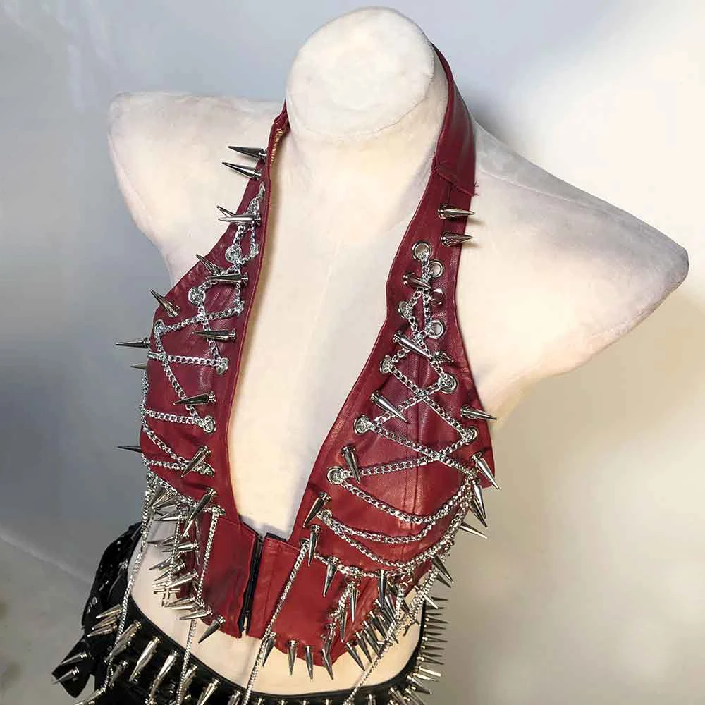 Goth Tops Grunge Y2K Rave Outfits Punk Rock Clothes Harajuku Spiked Gothic Tank Cyber Cybergoth Emo Clothing Scene Festival Bra
