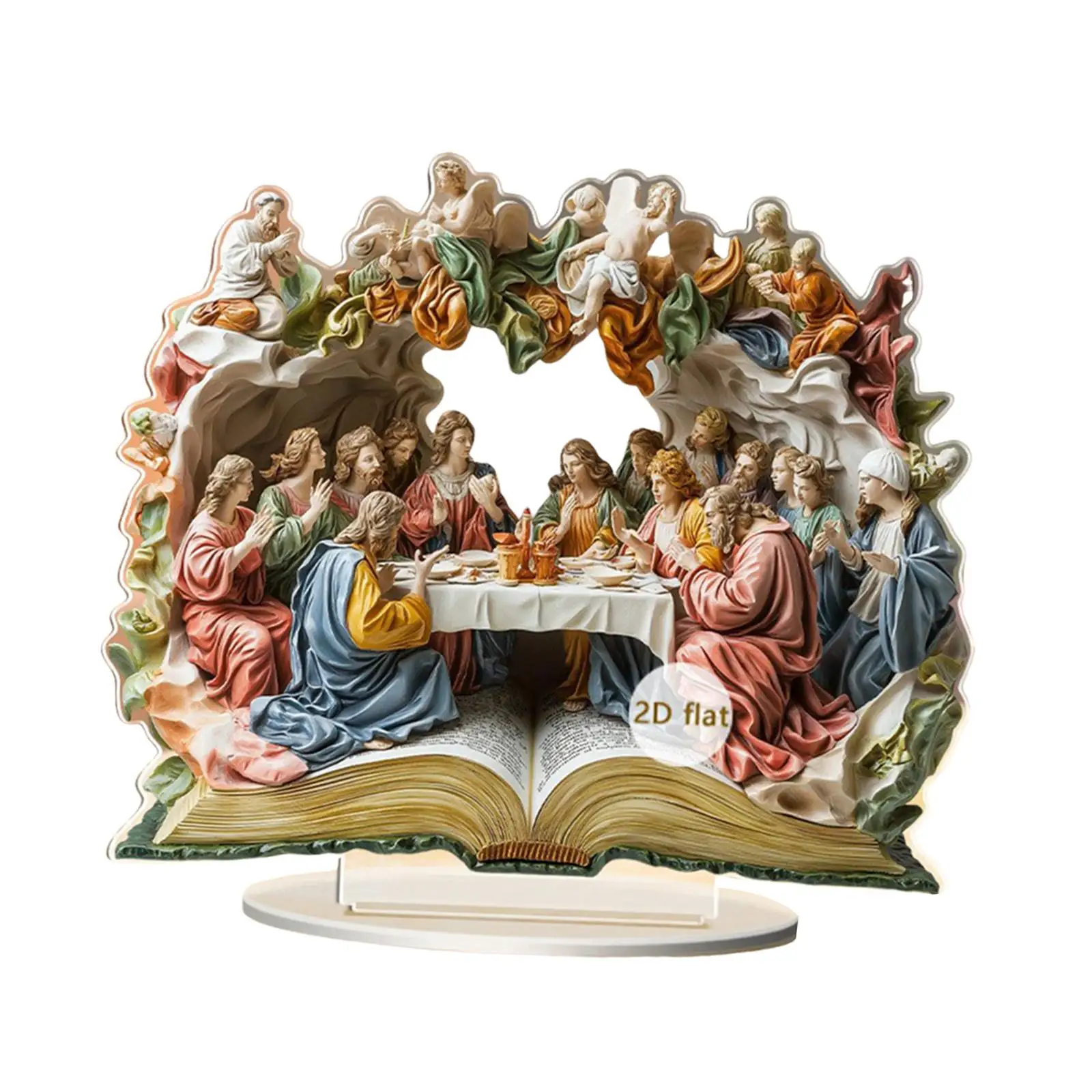 The Last Supper Ornament 2D Acrylic Sign with Holder Stand Religious Xmas Gift