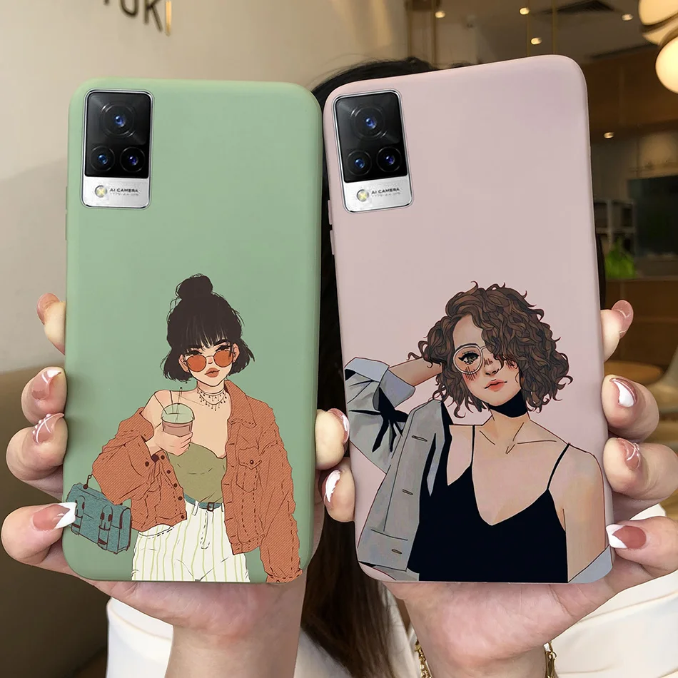 For Vivo V21 Case V2066 V2050 Soft Silicone Cute Painted Cover For Vivo V21E V 21 4g 5g Phone Cases Shockproof Bumper Slim Funda