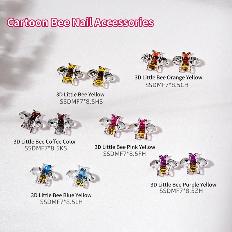 10 Stuks 3d Carving Bee Nail Art Charme Hars Nail Ornament Diy Prachtige Nail Accessoires Decoraties