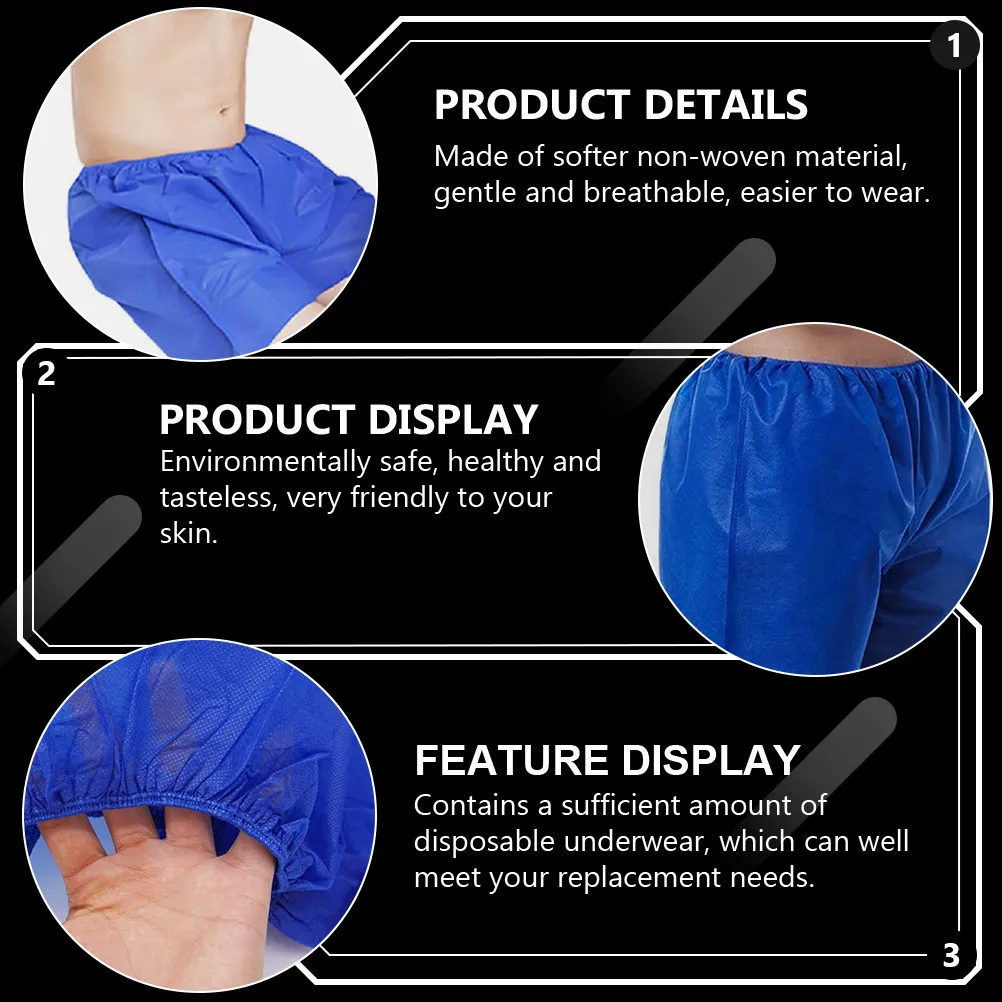 10pcs Blue Massage Pants Disposable Non woven Underwear Lightweight Breathable Absorbing Flexible Business Trip Health Care