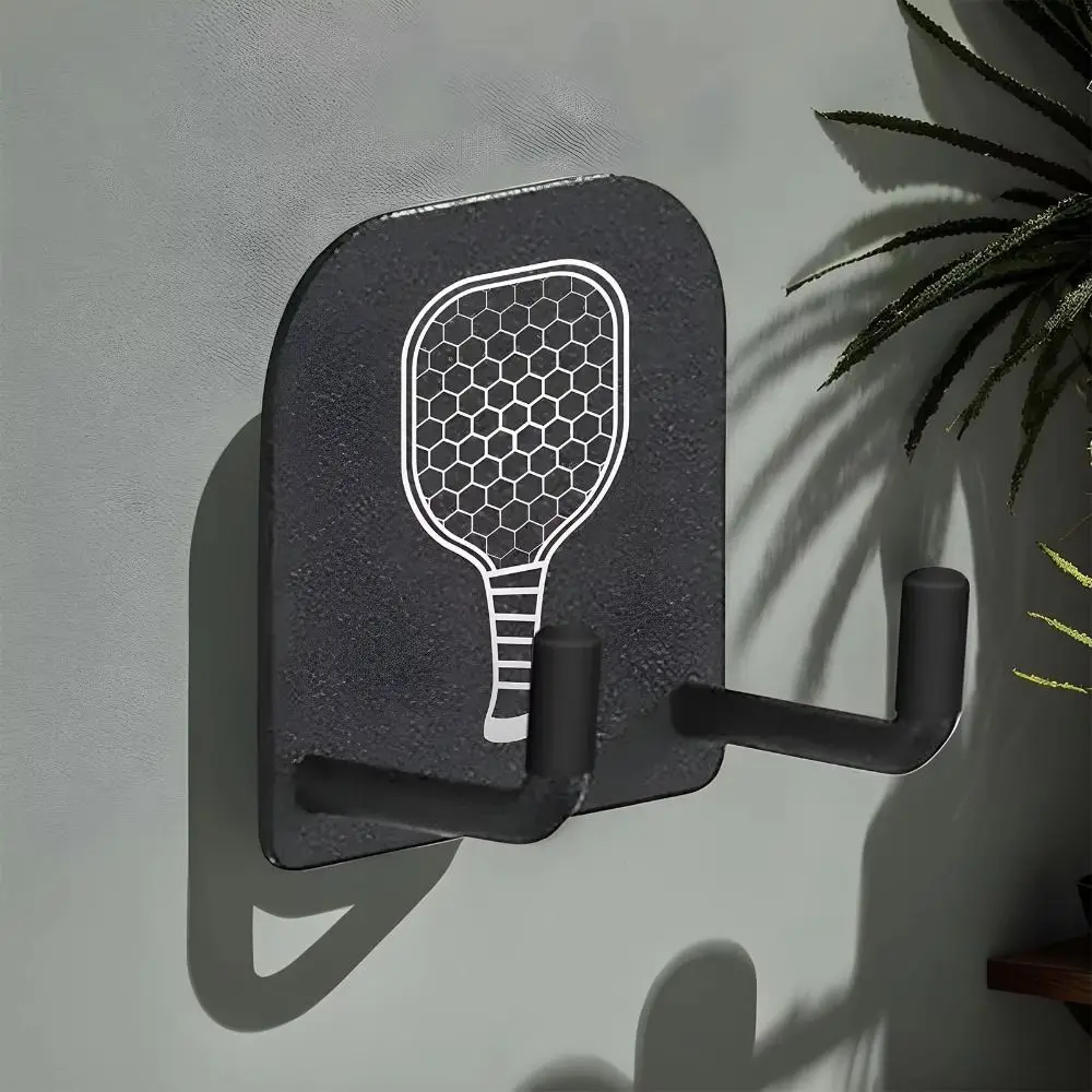 2Pcs Wall Mounted Pickleball Paddle Wall Rack Aluminum Alloy Self-adhesive Pickleball Rackets Holder Punch-Free Stable