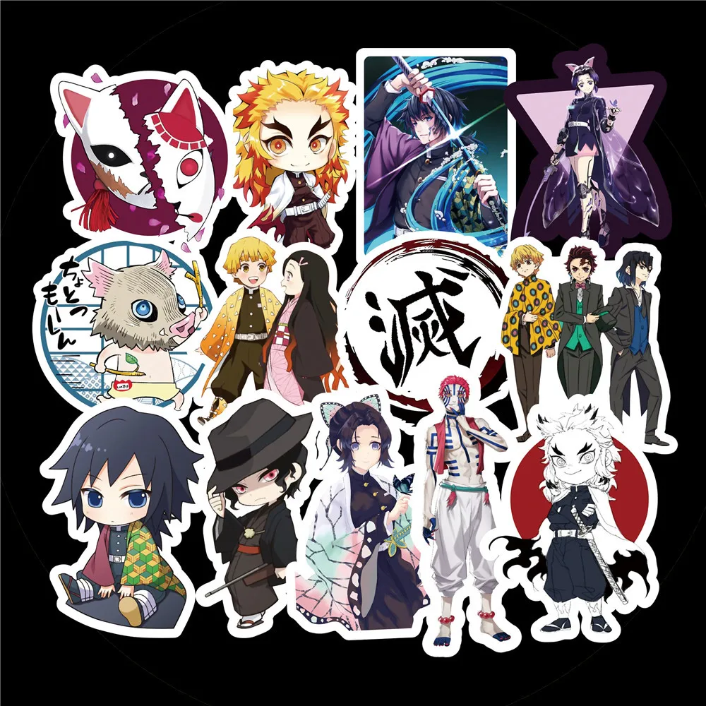 50 unids/set Demon Slayer serie Tanjirou Nezuko Zenitsu Anime pegatina decoración cuaderno teléfono DIY cuenta de mano pegatina para diario