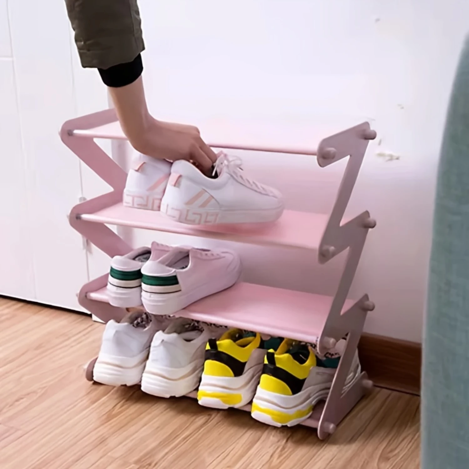 

1pc Z-shaped Shoe Rack For , Dormitory, Hotel. It Can Be Used As A Bookshelf Or Shoe Rack For The .