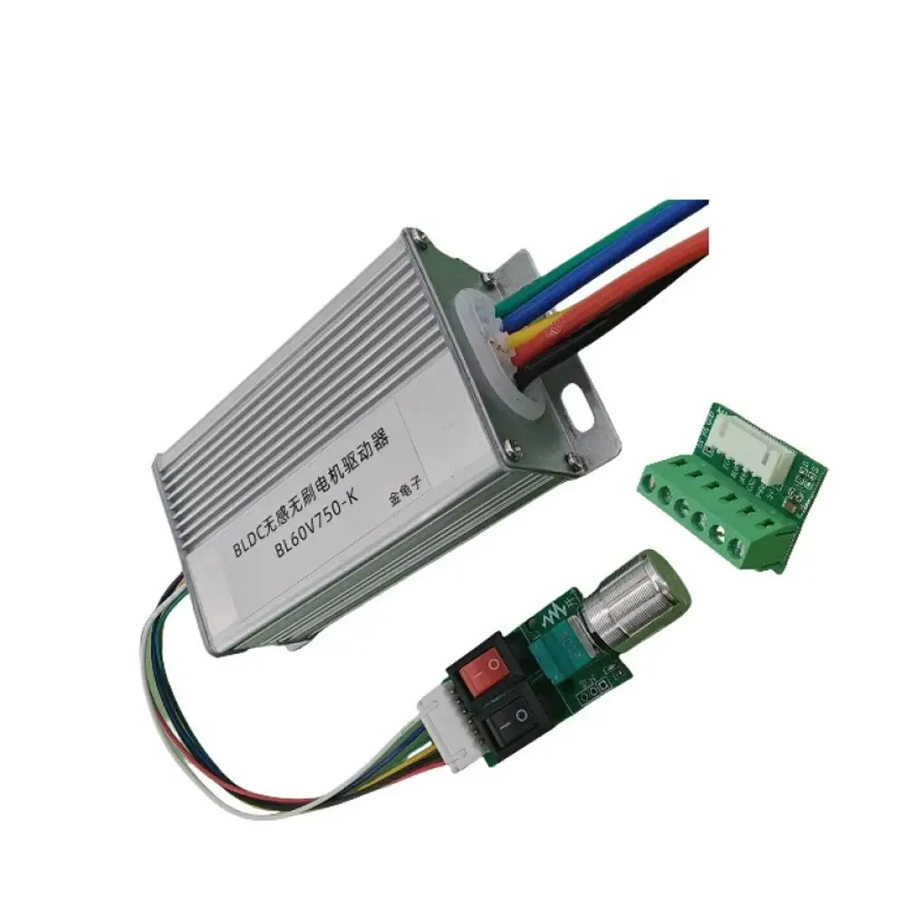 750W BLDC Brushless Motor No Hall Controller Stop/Reverse Speed Regulator DC6-60V Three-Phase DC Brushless Motor Driver Module