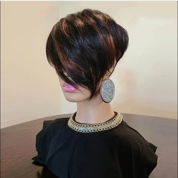 Oblique  Bangs Short Curly synthetic Hair Wig Women Charming Daily Party Cosplay Hairpiece Bob Wigs