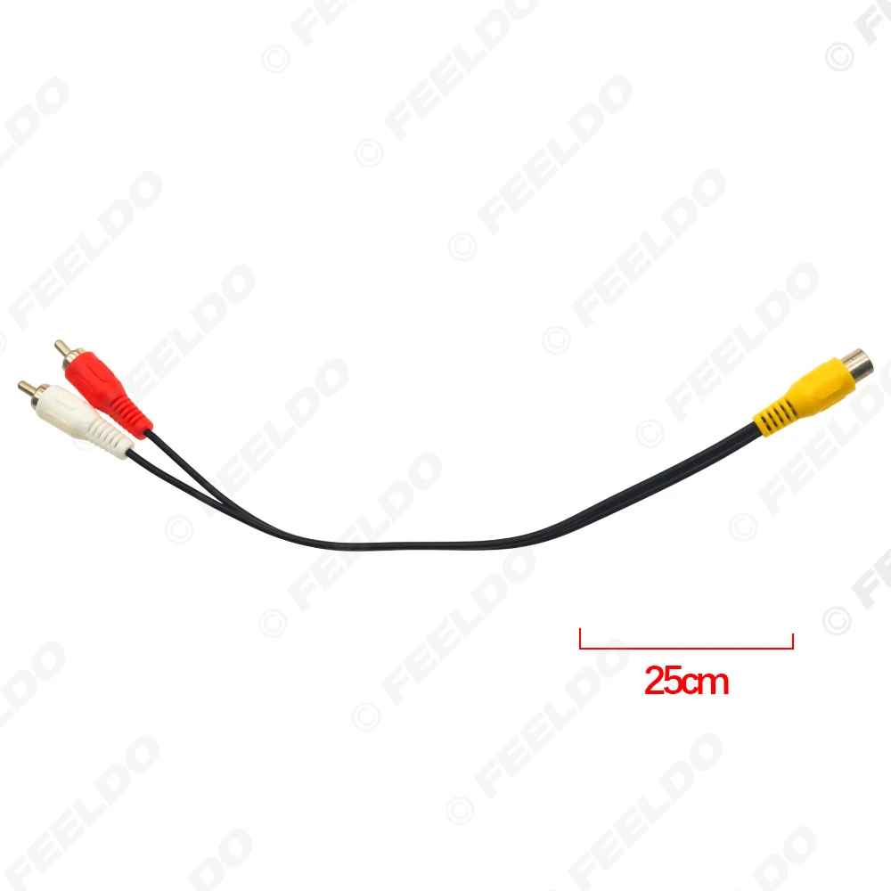 25cm 1-RCA Female To 2-RCA Male Jack Plug Audio Video AV Extension Cable Stereo AV Connector Cord Media Player Adapter