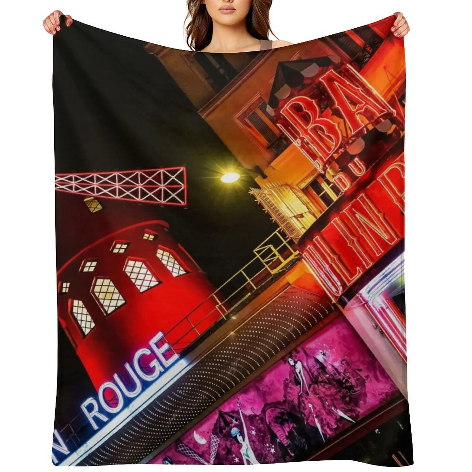 

The Moulin Rouge by Night. Paris Throw Blanket Hair Extra Large Throw Blankets For Sofas Luxury St Blankets