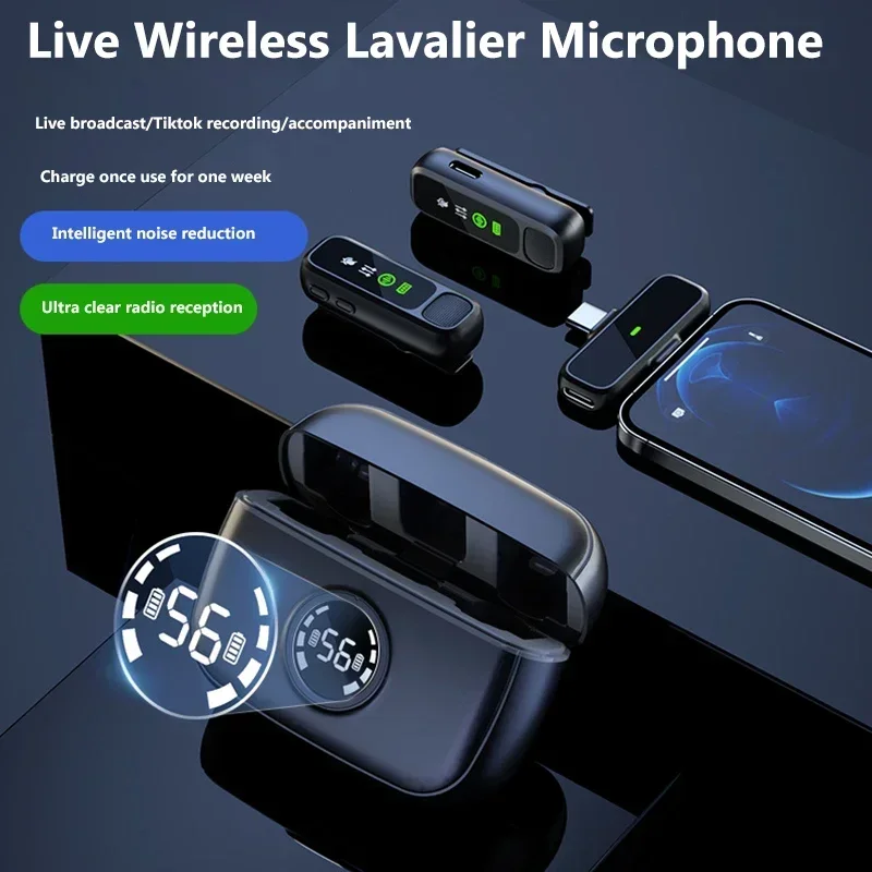

Bluetooth аудио-видео микрофон для записи голоса беспроводная петличная микрофонная система для iPhone Android прямая трансляция интервью камера