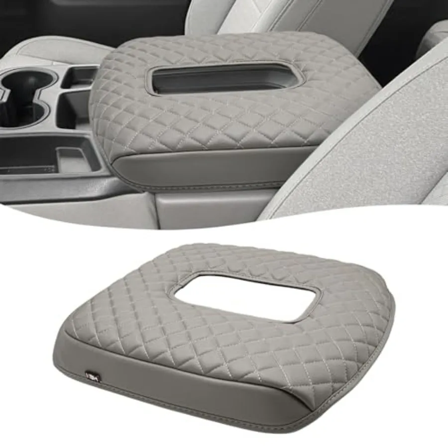 

Center Console Armrest Cover for 2019-2026 Chevy Silverado and GMC Sierra, Middle Console Lid Covering Protective Pad, PU Leath