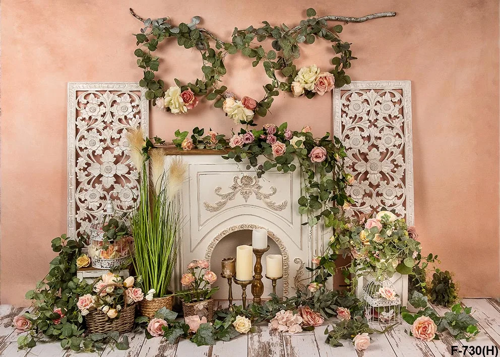 การถ่ายภาพพื้นหลังฤดูใบไม้ผลิไข่ที่มีสีสันรั้วสวนดอกไม้เด็ก Portrai ตกแต่งฉากหลัง Photo Studio