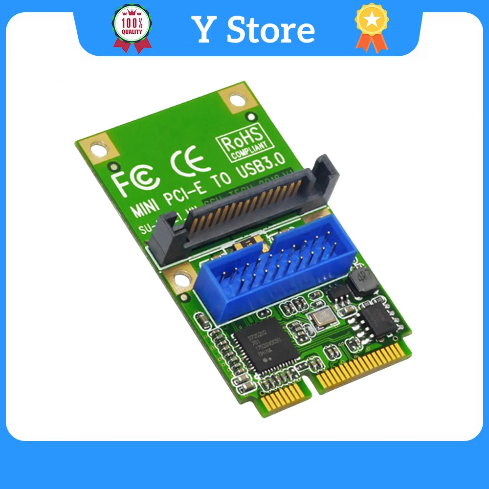 Y Store Riser Card Mini PCI-e to USB3.0 Front PIN Header 19/20PIN Adapter USB Expansion Card Hi-Speed Converter