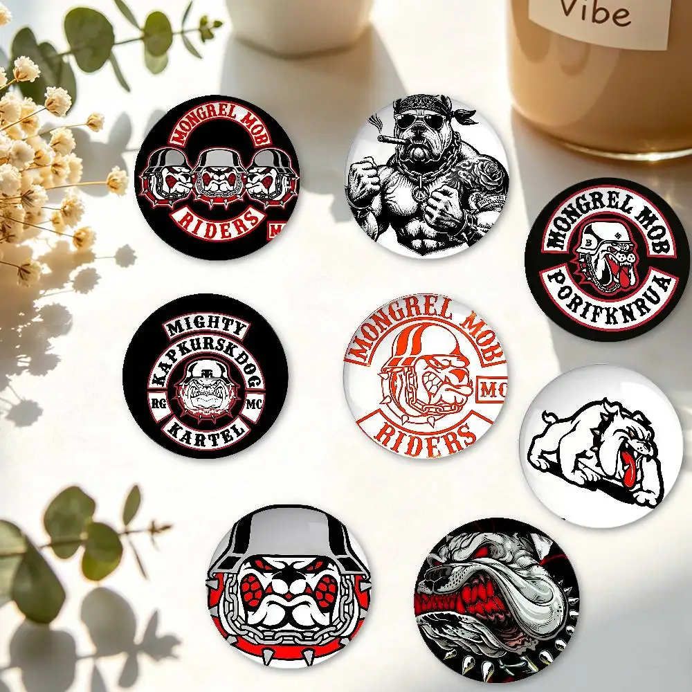 M-Mongrel-Mob Badges Creative Tinplate Button PinsBrooch Creative Quotes Badge Clothes Gift For Kids Friends