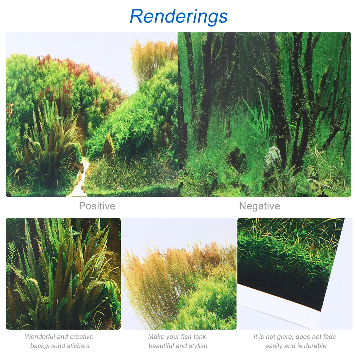 

Fish Tank Background Sticker Green Aquarium Decor Durable Easy to Attach Non-Glare High Definition Fade Resistant