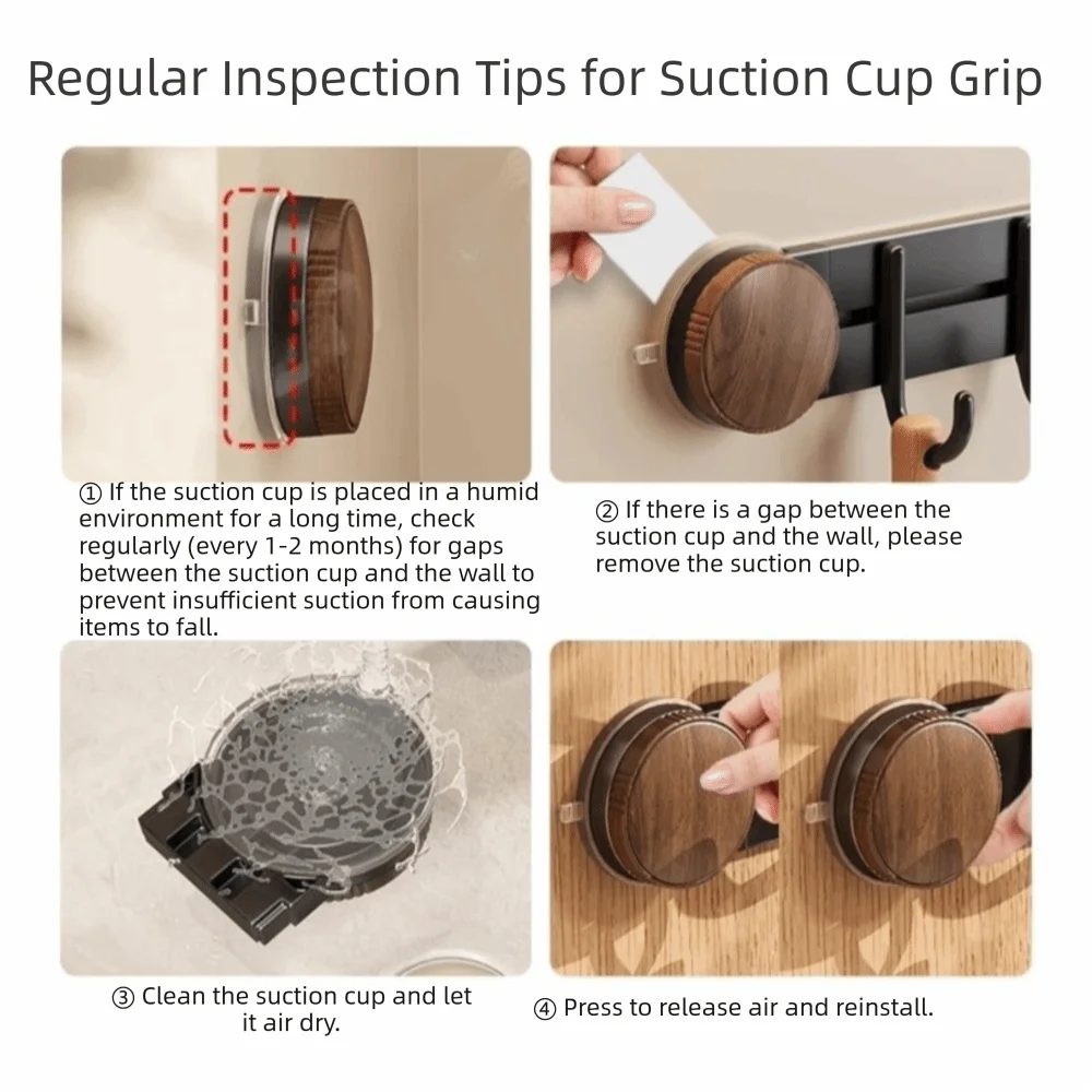 

4/6 Hooks Vacuum Suction Cup Hooks No Drilling Wall-Mounted Hanging Clothes Hooks Removable Traceless Kitchen Storage Hooks