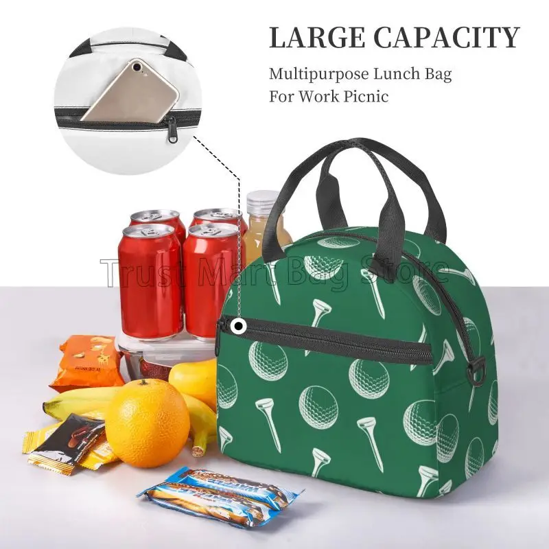 Golf Lunch Box Ball Portable Insulated Lunch Bags Reusable Cooler Tote Bag for Girls Boys Women School Work Travel Picnic Gifts