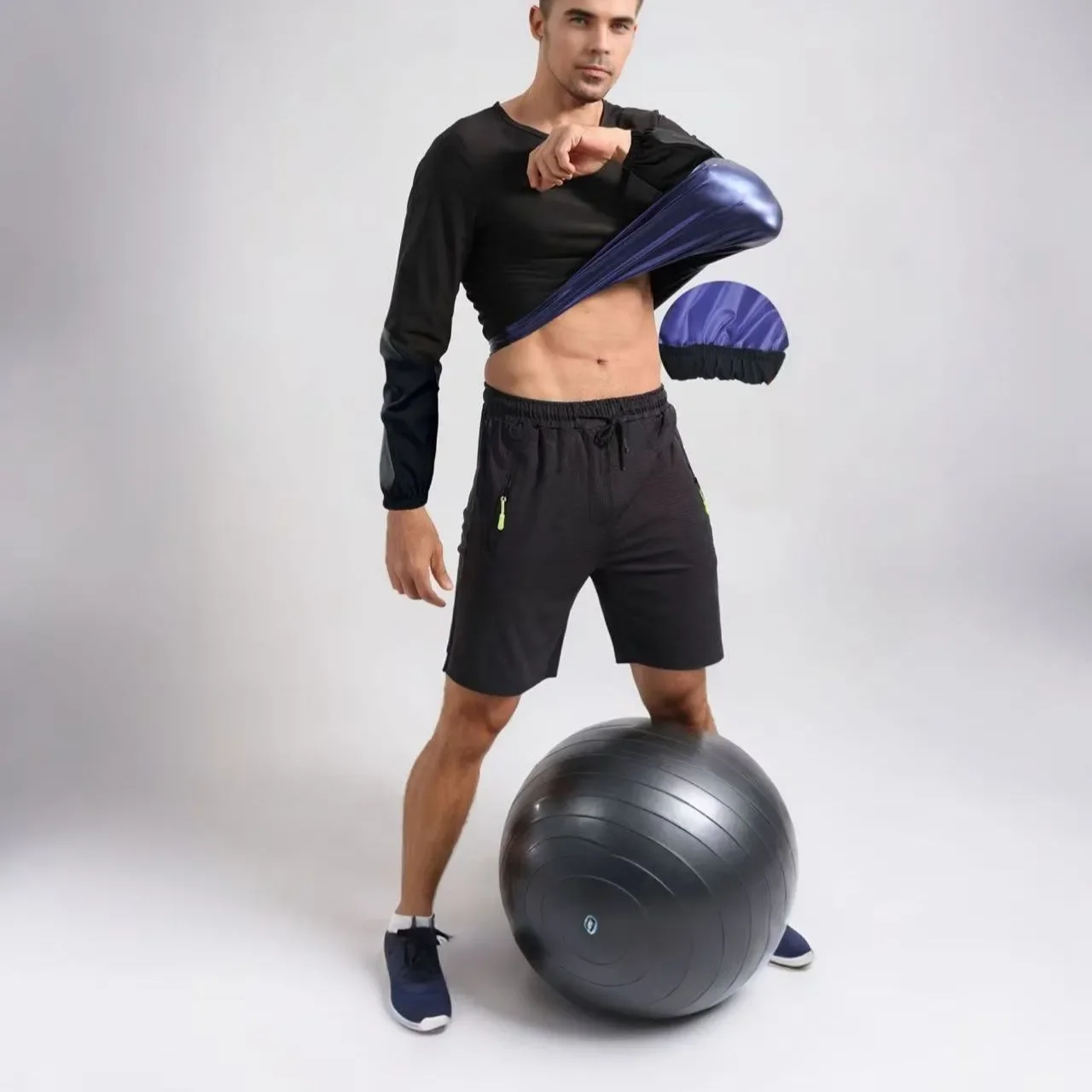 Sauna Sweat Suit Shapewear Top Short Sleeves Men Performance Comfortable Workout Tee Men's Body Control Fitness Fat Burn Tops